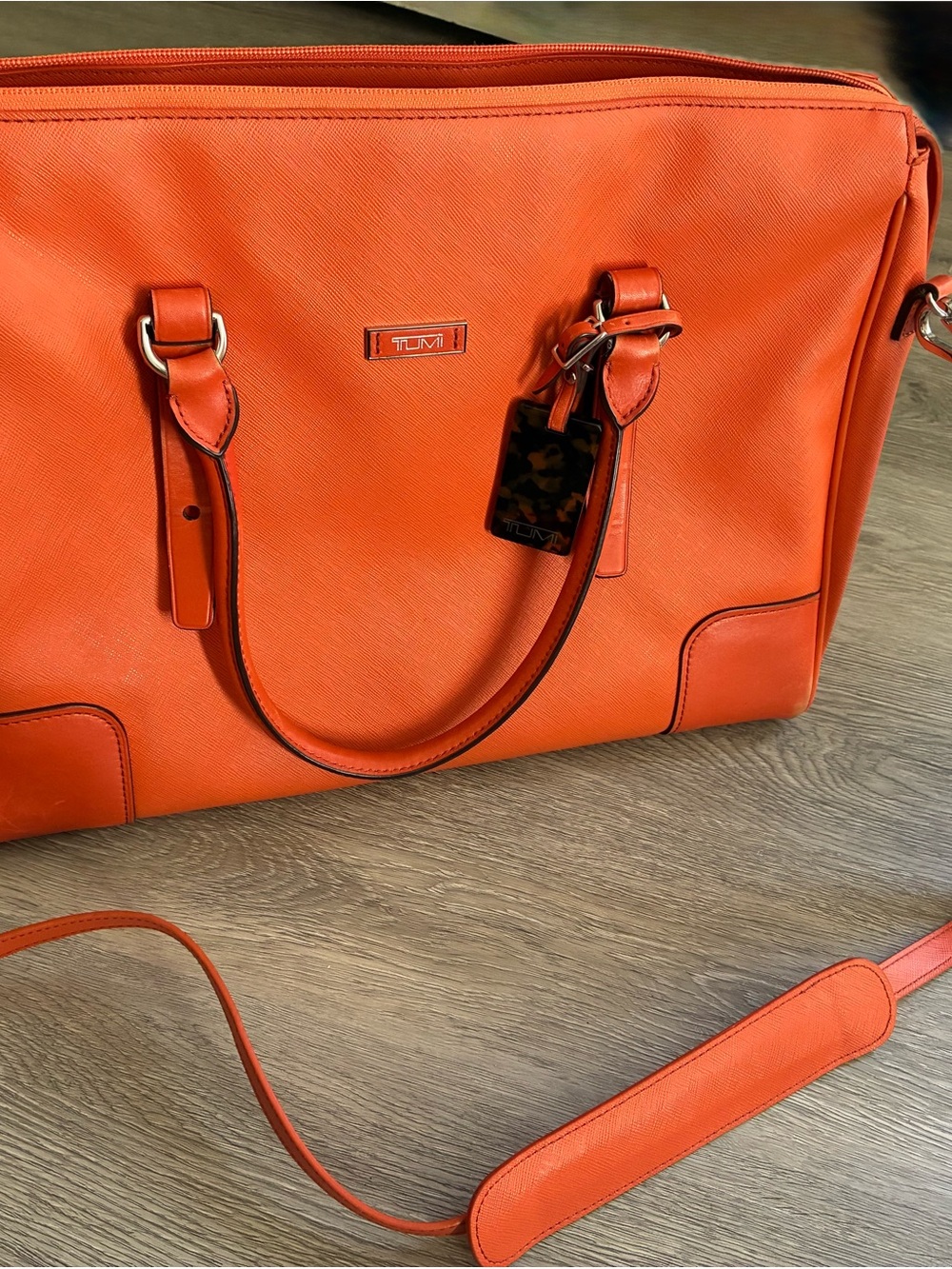 Tumi Beige Laptop Sleeve with Orange Trim